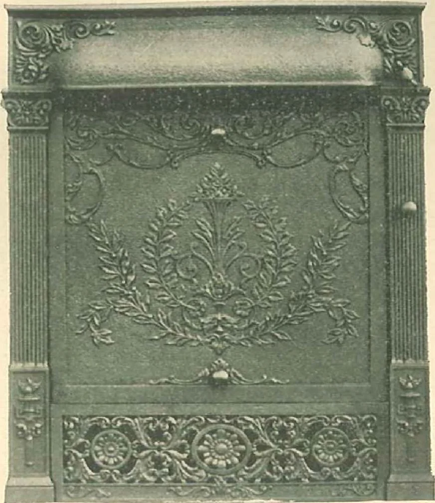 An illustration from Grates and fireplace fixtures in iron and brass, 1907, leaf 12