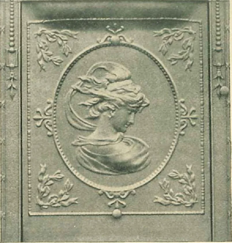 An illustration from Grates and fireplace fixtures in iron and brass, 1907, leaf 12
