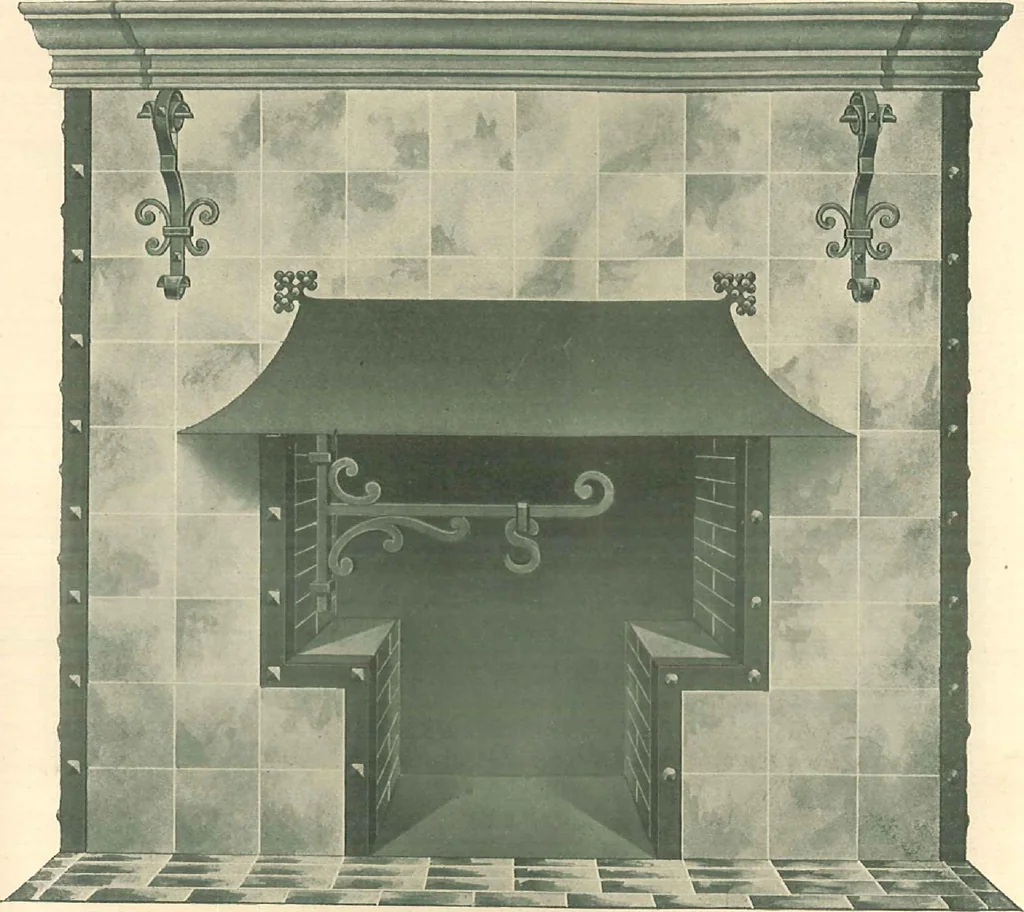 An illustration from Grates and fireplace fixtures in iron and brass, 1907, leaf 14
