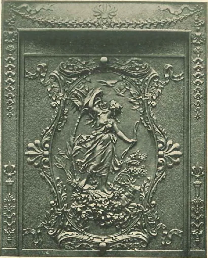 An illustration from Grates and fireplace fixtures in iron and brass, 1907, leaf 24