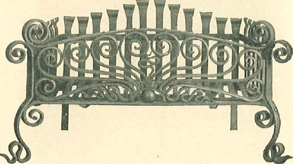 An illustration from Grates and fireplace fixtures in iron and brass, 1907, leaf 39