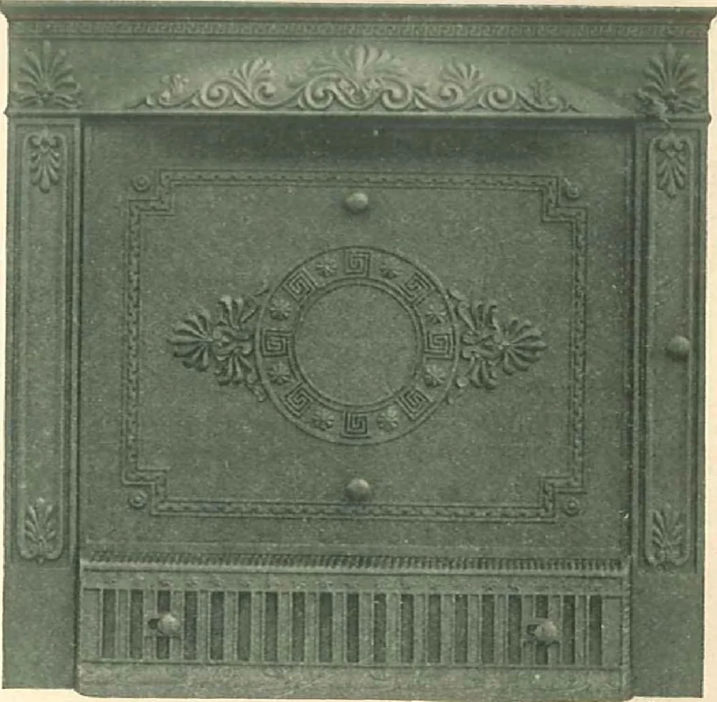 An illustration from Grates and fireplace fixtures in iron and brass, 1907, leaf 6