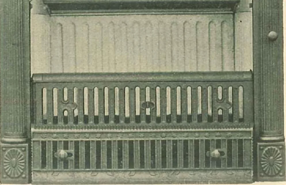 An illustration from Grates and fireplace fixtures in iron and brass, 1907, leaf 7