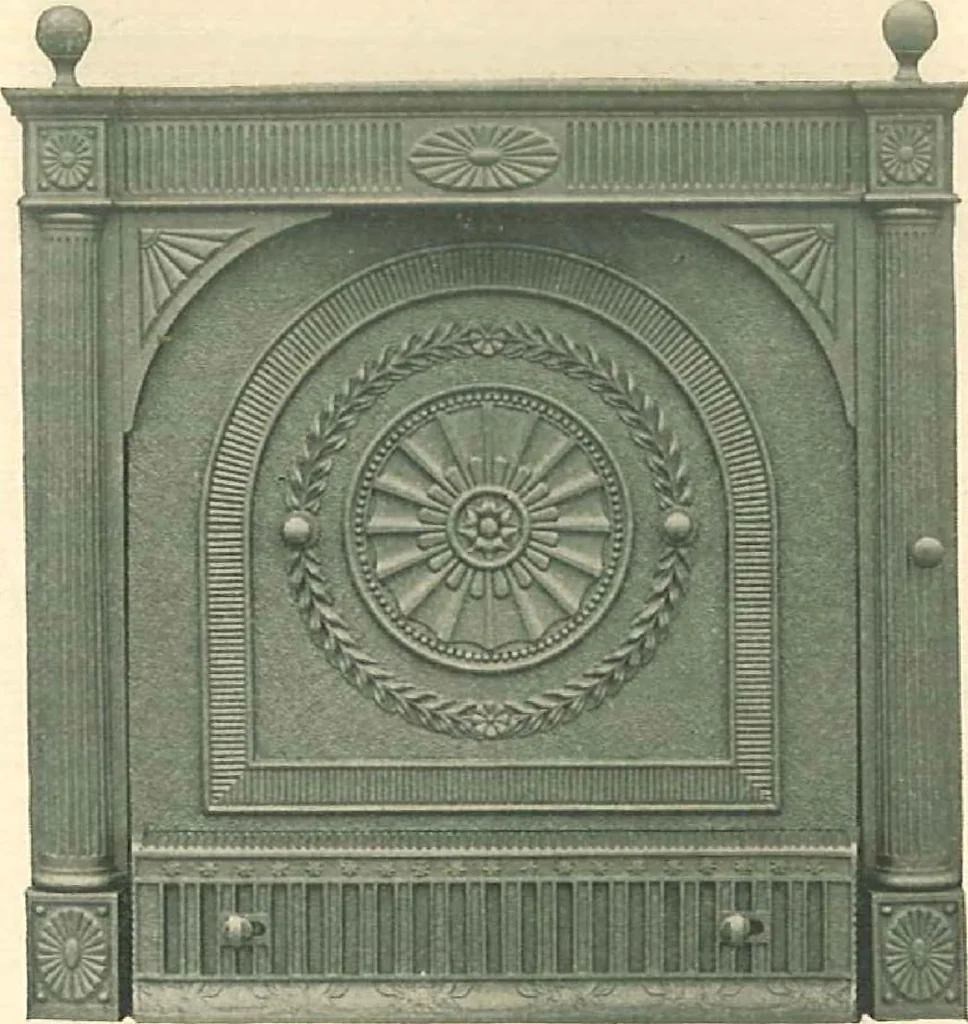 An illustration from Grates and fireplace fixtures in iron and brass, 1907, leaf 7