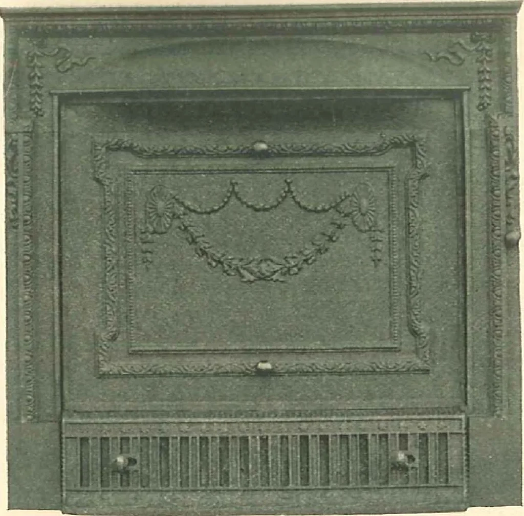 An illustration from Grates and fireplace fixtures in iron and brass, 1907, leaf 7