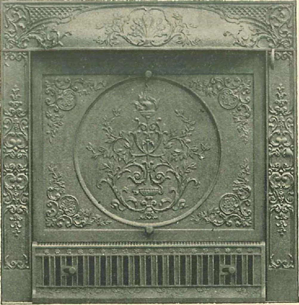 An illustration from Grates and fireplace fixtures in iron and brass, 1907, leaf 8