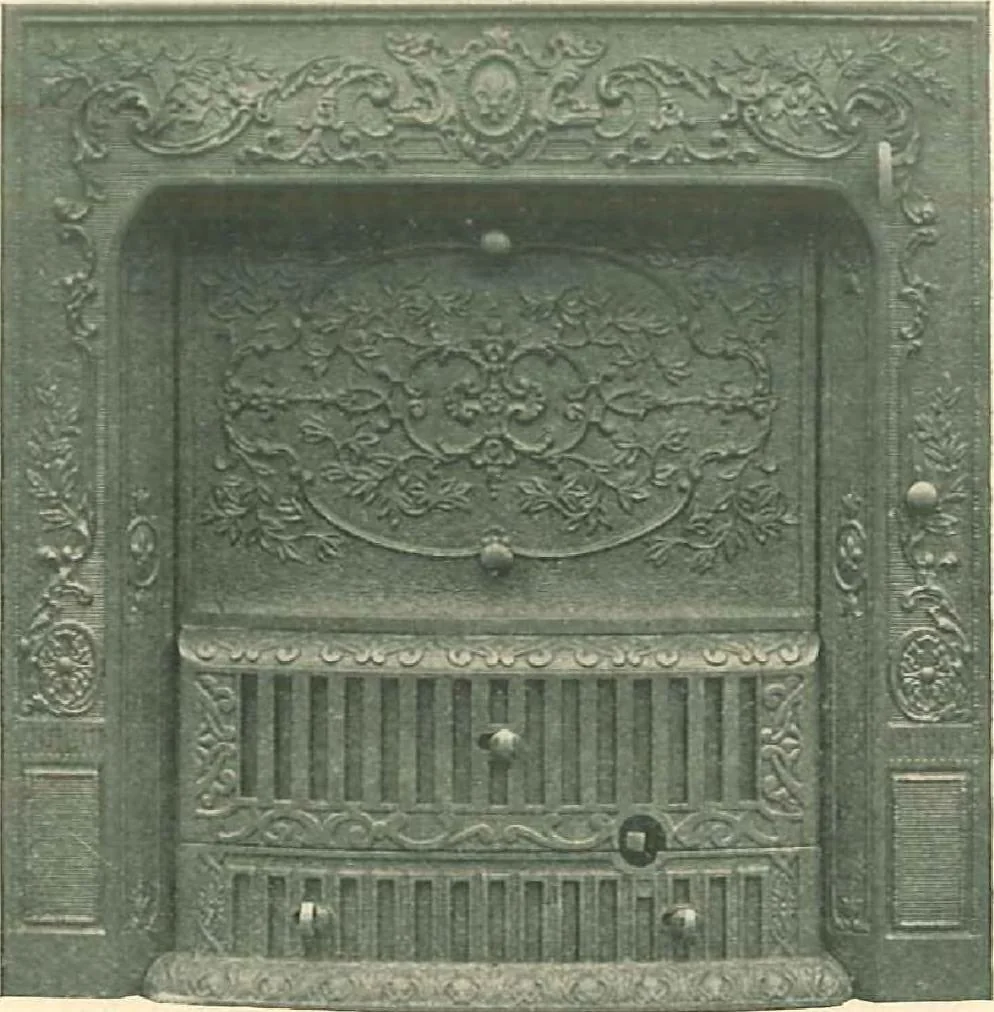 An illustration from Grates and fireplace fixtures in iron and brass, 1907, leaf 9