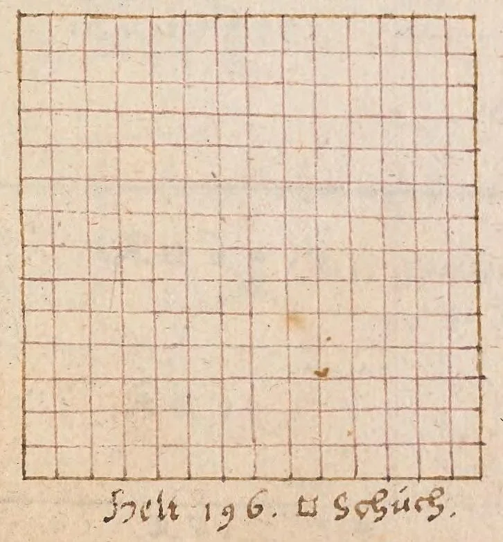 An illustration from Gründtlicher Bericht vom Gebraüch des gevierten geometrischen Instruments alle höhe weite lenge und teiffe abzumessen Dessgleichen vom Feldmessen [manuscript] : wie man den inhalt eines jeden stück feldes rechnen und finden soll, 1607, leaf 95