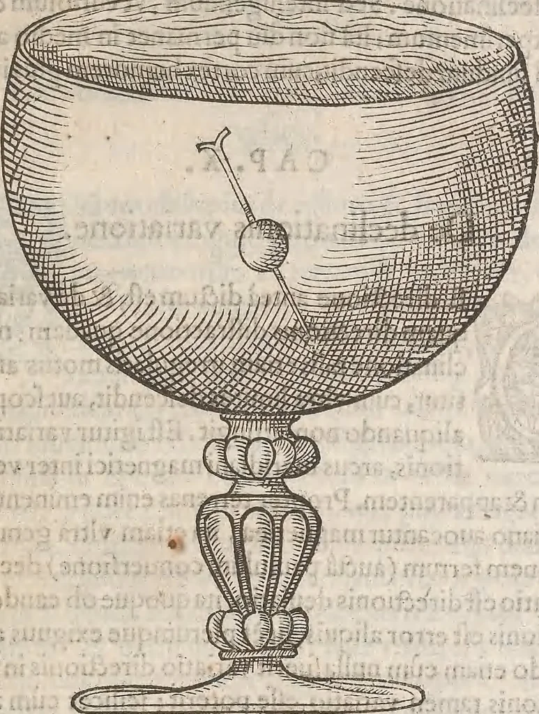 An illustration from Guilielmi Gilberti Colcestrensis, medici londinensis, De magnete : magneticisque corporibus, et de magno magnete tellure; physiologia noua, plurimis & argumentis, & experimentis demonstrata, 1600, leaf 226