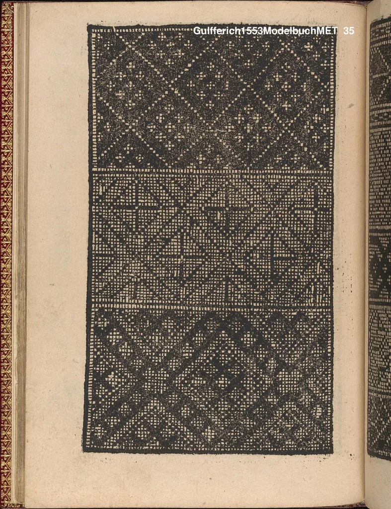 An illustration from Modelbuch new aller art nehens und stickens. Jetzundt wider mit viel schoenen moedelen unnd stahlen, allen steinmetzen, schreinern, seidenstickern und nederinnen, sehr nuetzlich und luestig zugericht, 1553, leaf 34