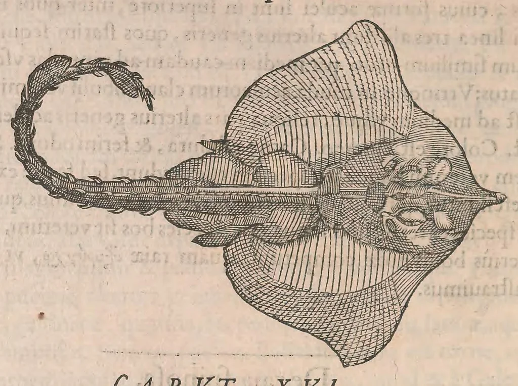 An illustration from Gulielmi Rondeletii doctoris Medici et medicinae ... Libri de piscibus marinis : in quibus veræ piscium effigies expressae sunt : quæ in tota piscium historia continentur, indicat elenchus pagina nona et decima : postremo accesserunt indices necessarij, 1554, leaf 376