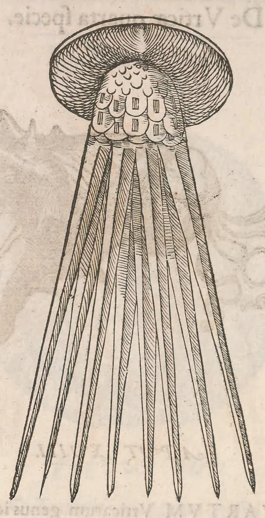An illustration from Gulielmi Rondeletii doctoris Medici et medicinae ... Libri de piscibus marinis : in quibus veræ piscium effigies expressae sunt : quæ in tota piscium historia continentur, indicat elenchus pagina nona et decima : postremo accesserunt indices necessarij, 1554, leaf 552