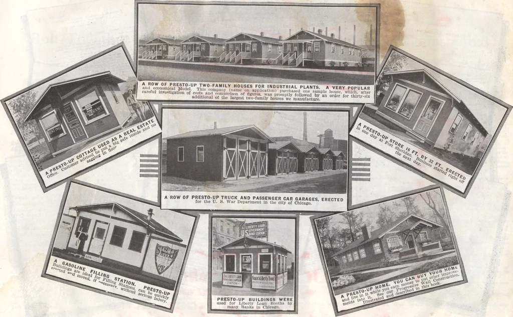 An illustration from Presto-up patented bolt-together, houses-garages-barns etc., 1920, leaf 2