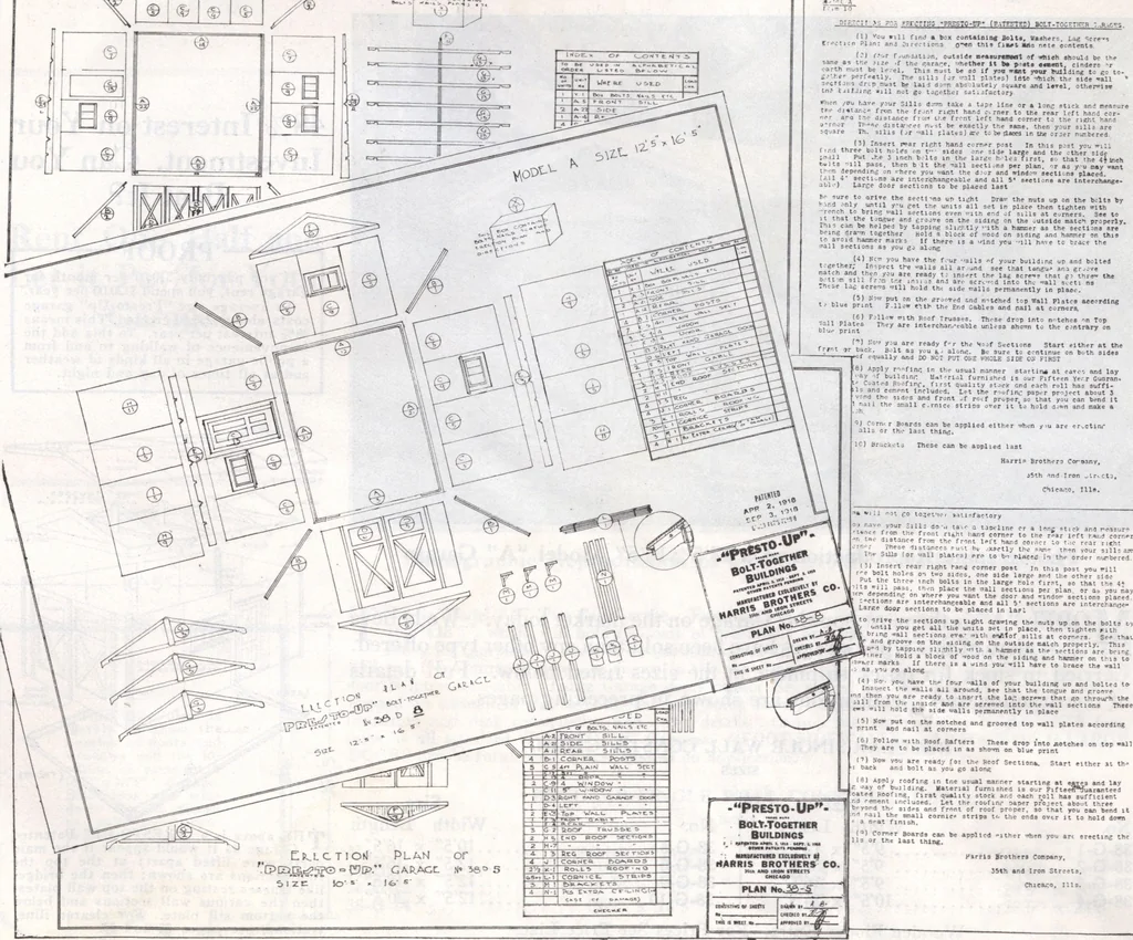 An illustration from Presto-up patented bolt-together, houses-garages-barns etc., 1920, leaf 38