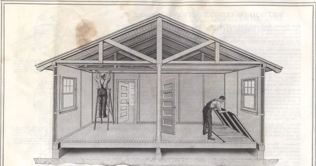 An illustration from Presto-up patented bolt-together, houses-garages-barns etc., 1920, leaf 7
