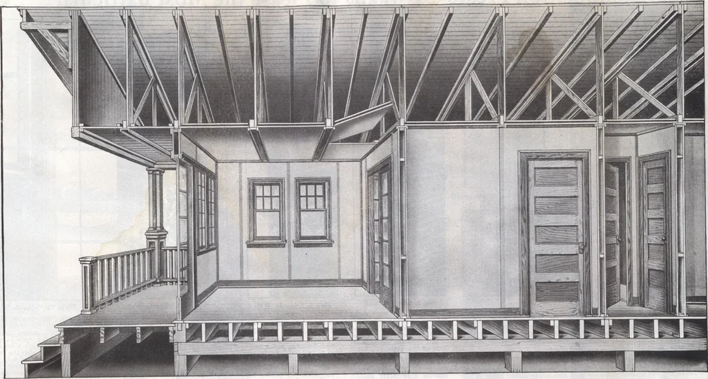 An illustration from Presto-up patented bolt-together, houses-garages-barns etc., 1920, leaf 8