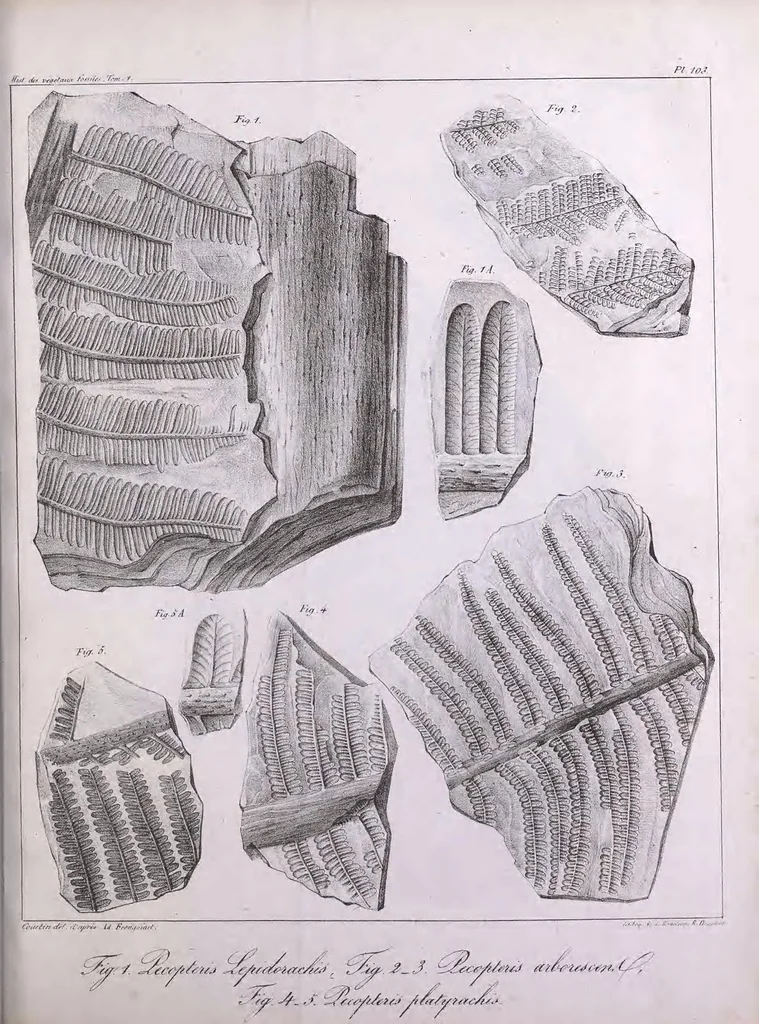 An illustration from Histoire des végétaux fossiles, ou, Recherches botaniques et géologiques sur les végétaux renfermés dans les diverses couches du globe, 1828, leaf 307