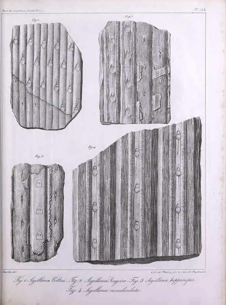 An illustration from Histoire des végétaux fossiles, ou, Recherches botaniques et géologiques sur les végétaux renfermés dans les diverses couches du globe, 1828, leaf 389