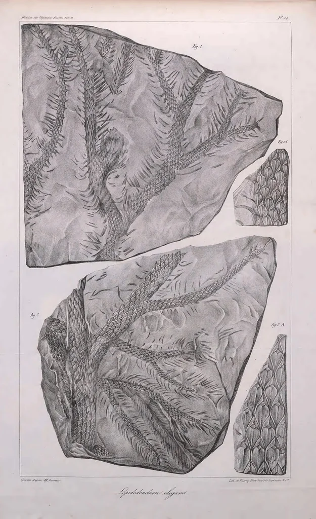 An illustration from Histoire des végétaux fossiles, ou, Recherches botaniques et géologiques sur les végétaux renfermés dans les diverses couches du globe, 1828, leaf 461