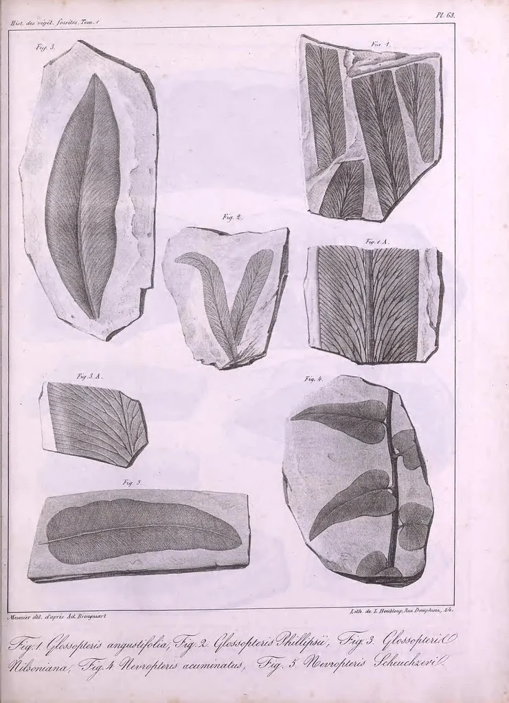 An illustration from Histoire des végétaux fossiles, ou, Recherches botaniques et géologiques sur les végétaux renfermés dans les diverses couches du globe, 1828, leaf 449
