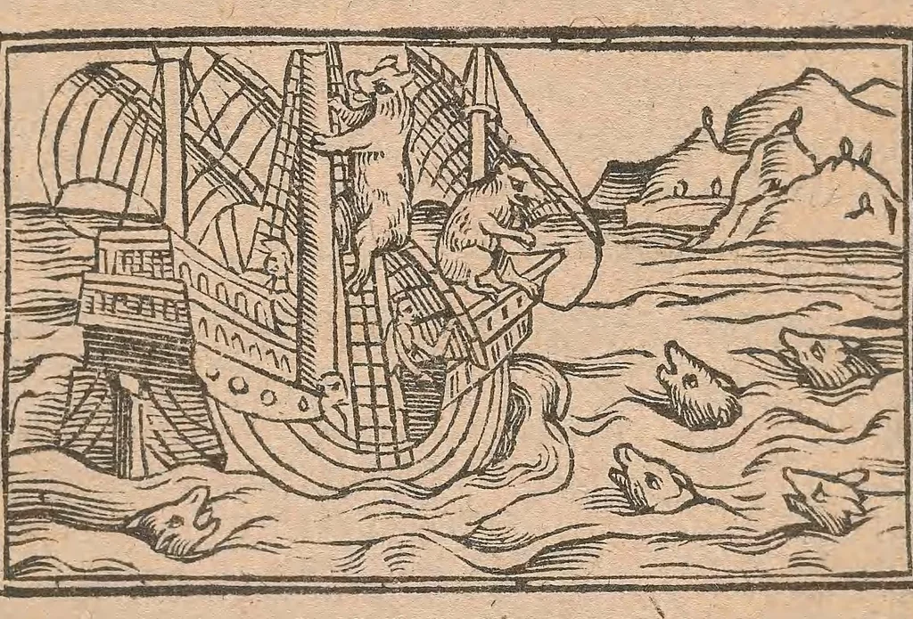 An illustration from Historiae de gentibus septentrionalibus, 1557, leaf 465