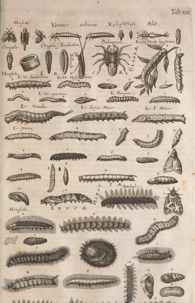 An illustration from Historiae naturalis de quadrupetibus libri : cum aeneis figuris; [Historiae naturalis de serpentibus libri II ; Historiae naturalis de insectis libri III ; Historiae naturalis de exanguibus aquaticis libri IV ; Historiae naturalis de piscibus et cetis libri V ; Historiae naturalis de avibus libri VI], 1650, leaf 1000