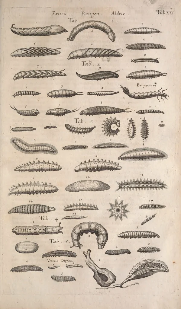 An illustration from Historiae naturalis de quadrupetibus libri : cum aeneis figuris; [Historiae naturalis de serpentibus libri II ; Historiae naturalis de insectis libri III ; Historiae naturalis de exanguibus aquaticis libri IV ; Historiae naturalis de piscibus et cetis libri V ; Historiae naturalis de avibus libri VI], 1650, leaf 1008