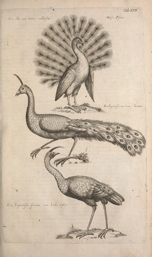 An illustration from Historiae naturalis de quadrupetibus libri : cum aeneis figuris; [Historiae naturalis de serpentibus libri II ; Historiae naturalis de insectis libri III ; Historiae naturalis de exanguibus aquaticis libri IV ; Historiae naturalis de piscibus et cetis libri V ; Historiae naturalis de avibus libri VI], 1650, leaf 106