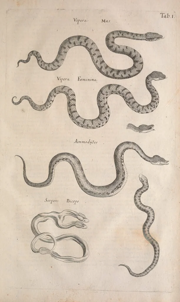 An illustration from Historiae naturalis de quadrupetibus libri : cum aeneis figuris; [Historiae naturalis de serpentibus libri II ; Historiae naturalis de insectis libri III ; Historiae naturalis de exanguibus aquaticis libri IV ; Historiae naturalis de piscibus et cetis libri V ; Historiae naturalis de avibus libri VI], 1650, leaf 1096