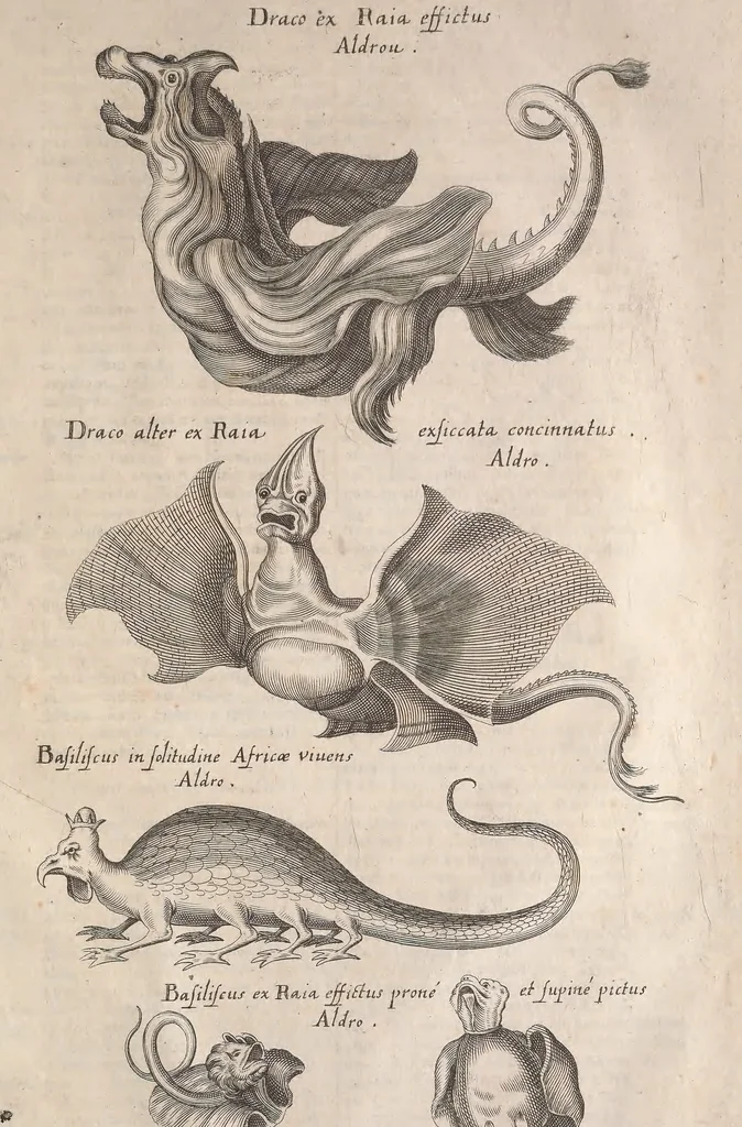 An illustration from Historiae naturalis de quadrupetibus libri : cum aeneis figuris; [Historiae naturalis de serpentibus libri II ; Historiae naturalis de insectis libri III ; Historiae naturalis de exanguibus aquaticis libri IV ; Historiae naturalis de piscibus et cetis libri V ; Historiae naturalis de avibus libri VI], 1650, leaf 1142