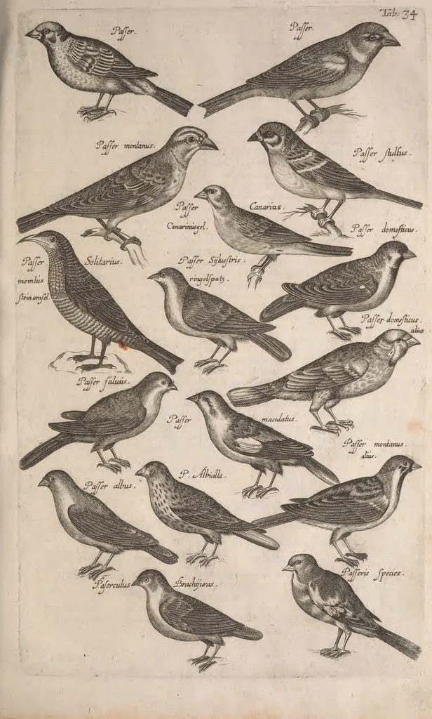 An illustration from Historiae naturalis de quadrupetibus libri : cum aeneis figuris; [Historiae naturalis de serpentibus libri II ; Historiae naturalis de insectis libri III ; Historiae naturalis de exanguibus aquaticis libri IV ; Historiae naturalis de piscibus et cetis libri V ; Historiae naturalis de avibus libri VI], 1650, leaf 166