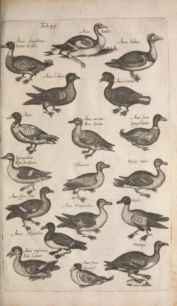 An illustration from Historiae naturalis de quadrupetibus libri : cum aeneis figuris; [Historiae naturalis de serpentibus libri II ; Historiae naturalis de insectis libri III ; Historiae naturalis de exanguibus aquaticis libri IV ; Historiae naturalis de piscibus et cetis libri V ; Historiae naturalis de avibus libri VI], 1650, leaf 244