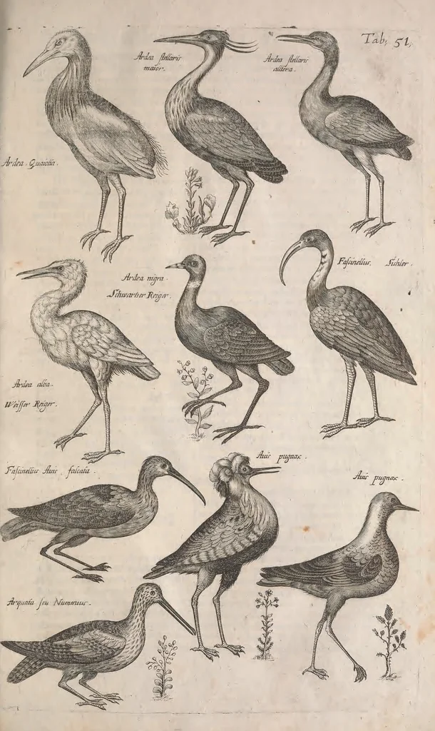 An illustration from Historiae naturalis de quadrupetibus libri : cum aeneis figuris; [Historiae naturalis de serpentibus libri II ; Historiae naturalis de insectis libri III ; Historiae naturalis de exanguibus aquaticis libri IV ; Historiae naturalis de piscibus et cetis libri V ; Historiae naturalis de avibus libri VI], 1650, leaf 258