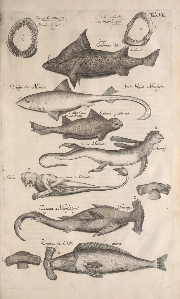 An illustration from Historiae naturalis de quadrupetibus libri : cum aeneis figuris; [Historiae naturalis de serpentibus libri II ; Historiae naturalis de insectis libri III ; Historiae naturalis de exanguibus aquaticis libri IV ; Historiae naturalis de piscibus et cetis libri V ; Historiae naturalis de avibus libri VI], 1650, leaf 406