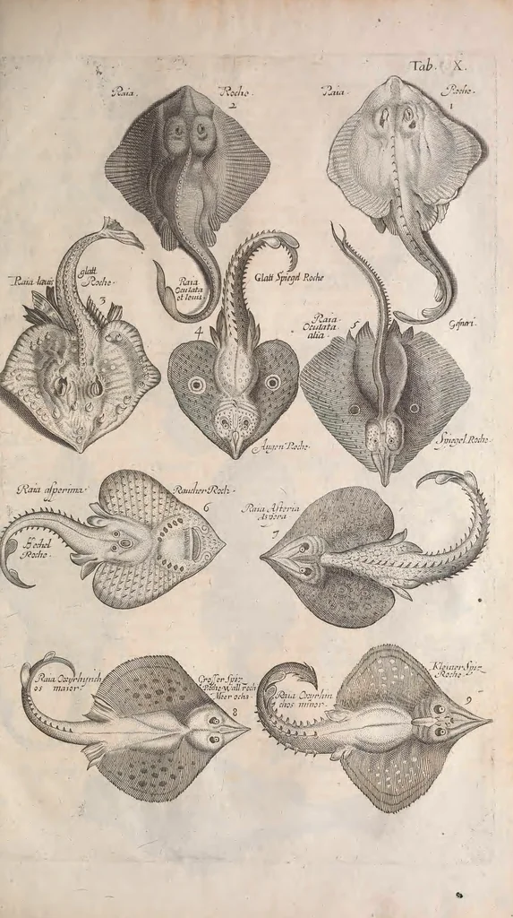 An illustration from Historiae naturalis de quadrupetibus libri : cum aeneis figuris; [Historiae naturalis de serpentibus libri II ; Historiae naturalis de insectis libri III ; Historiae naturalis de exanguibus aquaticis libri IV ; Historiae naturalis de piscibus et cetis libri V ; Historiae naturalis de avibus libri VI], 1650, leaf 420