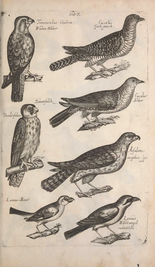 An illustration from Historiae naturalis de quadrupetibus libri : cum aeneis figuris; [Historiae naturalis de serpentibus libri II ; Historiae naturalis de insectis libri III ; Historiae naturalis de exanguibus aquaticis libri IV ; Historiae naturalis de piscibus et cetis libri V ; Historiae naturalis de avibus libri VI], 1650, leaf 48