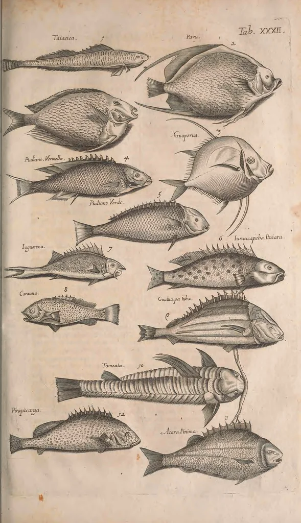 An illustration from Historiae naturalis de quadrupetibus libri : cum aeneis figuris; [Historiae naturalis de serpentibus libri II ; Historiae naturalis de insectis libri III ; Historiae naturalis de exanguibus aquaticis libri IV ; Historiae naturalis de piscibus et cetis libri V ; Historiae naturalis de avibus libri VI], 1650, leaf 606
