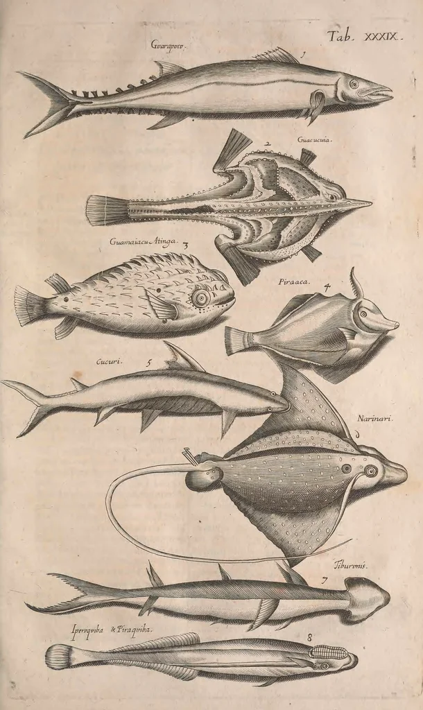 An illustration from Historiae naturalis de quadrupetibus libri : cum aeneis figuris; [Historiae naturalis de serpentibus libri II ; Historiae naturalis de insectis libri III ; Historiae naturalis de exanguibus aquaticis libri IV ; Historiae naturalis de piscibus et cetis libri V ; Historiae naturalis de avibus libri VI], 1650, leaf 648