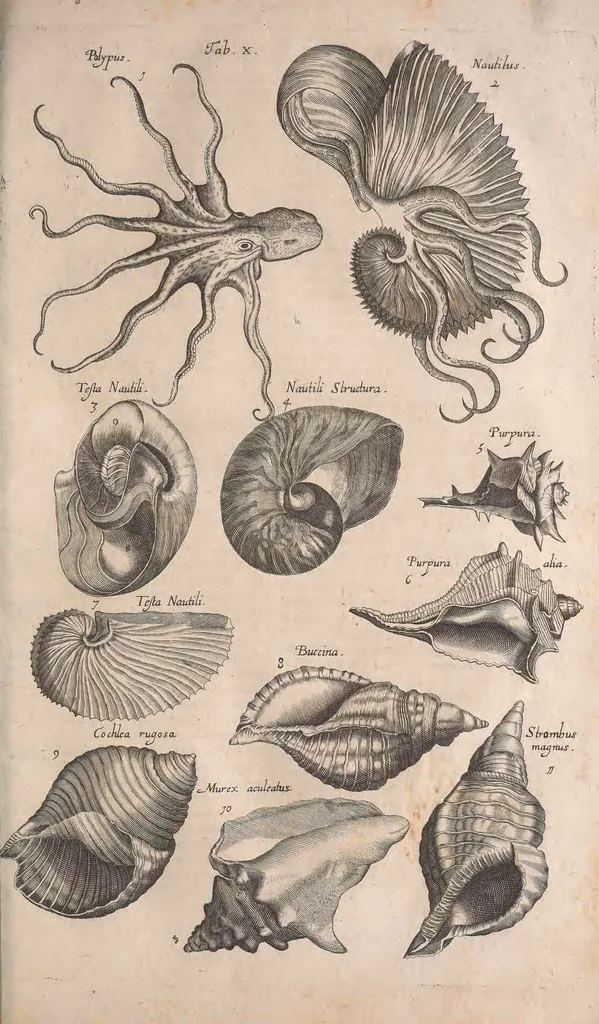 An illustration from Historiae naturalis de quadrupetibus libri : cum aeneis figuris; [Historiae naturalis de serpentibus libri II ; Historiae naturalis de insectis libri III ; Historiae naturalis de exanguibus aquaticis libri IV ; Historiae naturalis de piscibus et cetis libri V ; Historiae naturalis de avibus libri VI], 1650, leaf 744