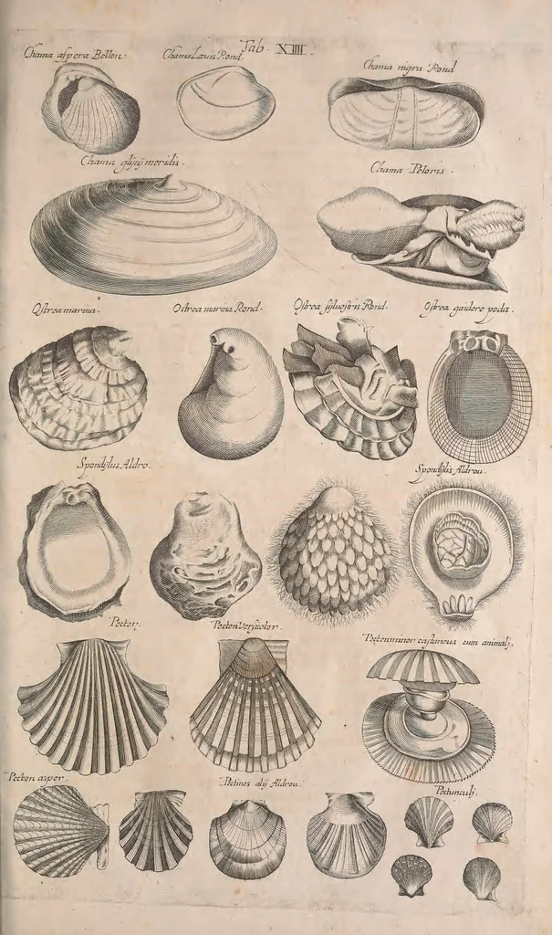 An illustration from Historiae naturalis de quadrupetibus libri : cum aeneis figuris; [Historiae naturalis de serpentibus libri II ; Historiae naturalis de insectis libri III ; Historiae naturalis de exanguibus aquaticis libri IV ; Historiae naturalis de piscibus et cetis libri V ; Historiae naturalis de avibus libri VI], 1650, leaf 770