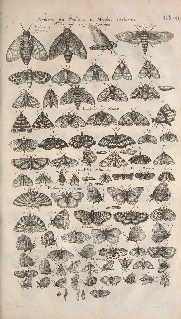 An illustration from Historiae naturalis de quadrupetibus libri : cum aeneis figuris; [Historiae naturalis de serpentibus libri II ; Historiae naturalis de insectis libri III ; Historiae naturalis de exanguibus aquaticis libri IV ; Historiae naturalis de piscibus et cetis libri V ; Historiae naturalis de avibus libri VI], 1650, leaf 884