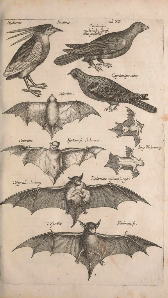 An illustration from Historiae naturalis de quadrupetibus libri : cum aeneis figuris; [Historiae naturalis de serpentibus libri II ; Historiae naturalis de insectis libri III ; Historiae naturalis de exanguibus aquaticis libri IV ; Historiae naturalis de piscibus et cetis libri V ; Historiae naturalis de avibus libri VI], 1650, leaf 96