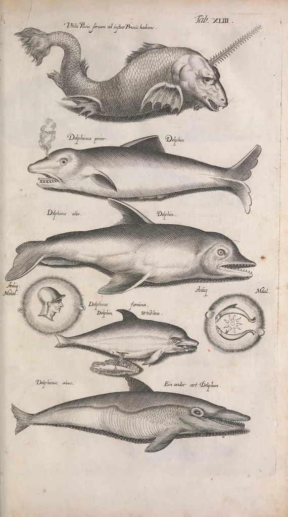 An illustration from Historiae naturalis de quadrupetibus libri : cum aeneis figuris; [Historiae naturalis de serpentibus libri II ; Historiae naturalis de insectis libri III ; Historiae naturalis de exanguibus aquaticis libri IV ; Historiae naturalis de piscibus et cetis libri V ; Historiae naturalis de avibus libri VI], 1650, leaf 311