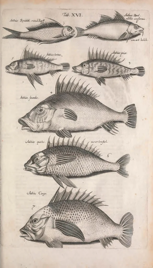 An illustration from Historiae naturalis de quadrupetibus libri : cum aeneis figuris; [Historiae naturalis de serpentibus libri II ; Historiae naturalis de insectis libri III ; Historiae naturalis de exanguibus aquaticis libri IV ; Historiae naturalis de piscibus et cetis libri V ; Historiae naturalis de avibus libri VI], 1650, leaf 87