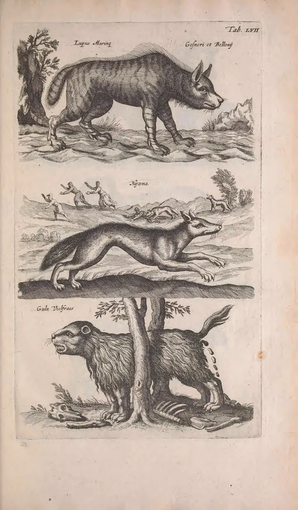 An illustration from Historiae naturalis de quadrupedibus libri : cum aeneis figuris, 1657, leaf 215