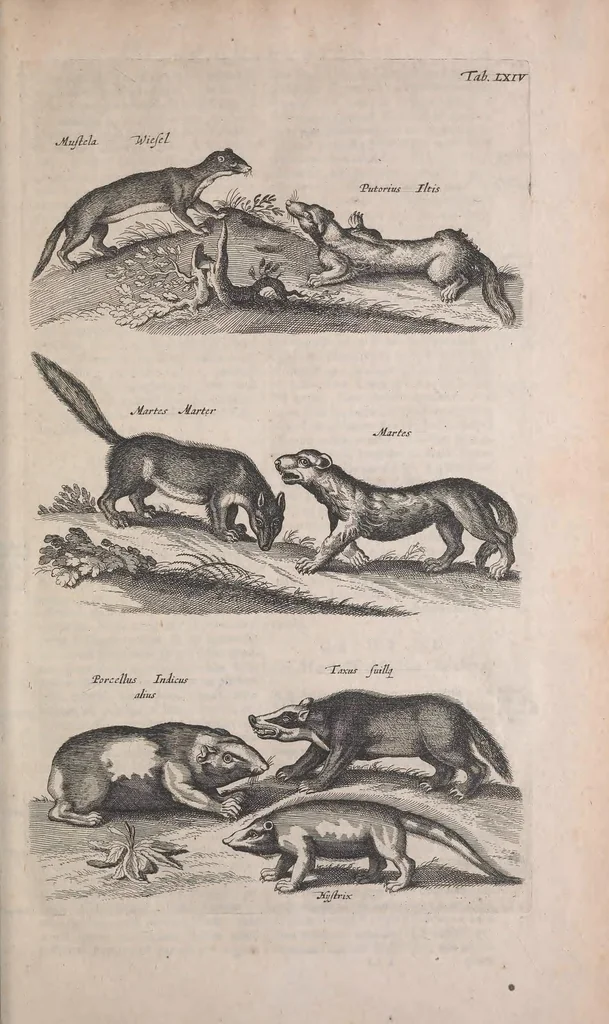 An illustration from Historiae naturalis de quadrupedibus libri : cum aeneis figuris, 1657, leaf 253