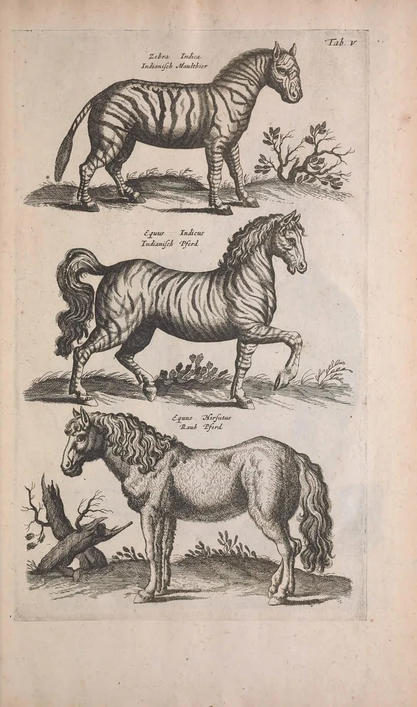 An illustration from Historiae naturalis de quadrupedibus libri : cum aeneis figuris, 1657, leaf 43