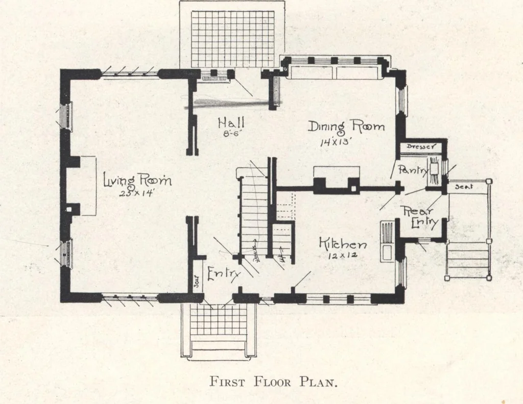 An illustration from Low-cost suburban homes, 3rd ed., 1908, leaf 19