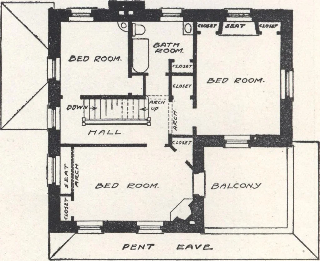 An illustration from Low-cost suburban homes, 3rd ed., 1908, leaf 33