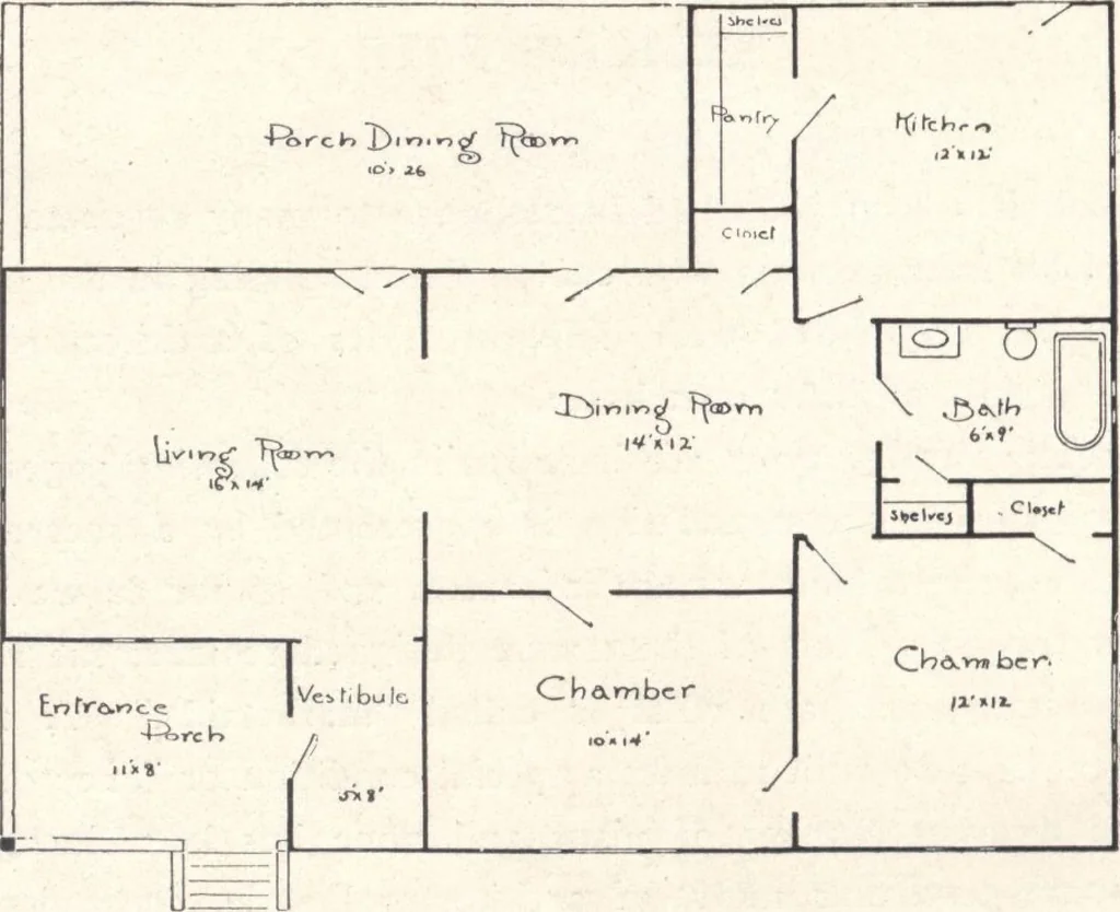 An illustration from Low-cost suburban homes, 3rd ed., 1908, leaf 5